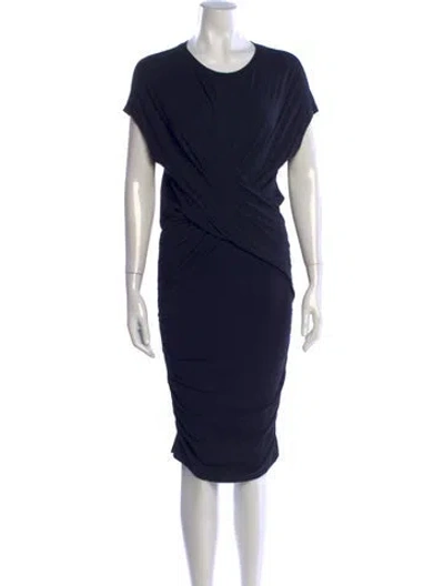 Pre-owned Frame Crew Neck Knee-length Dress In Blue