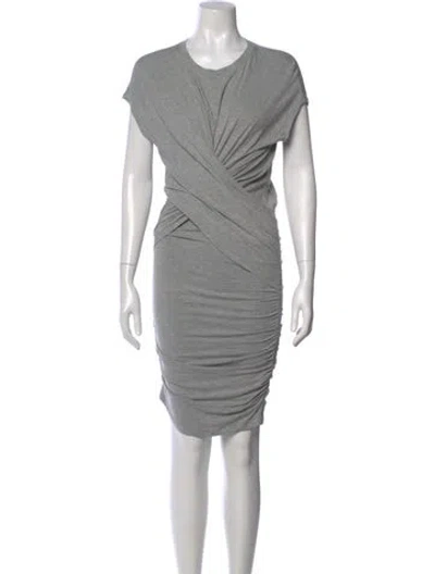 Pre-owned Frame Crew Neck Knee-length Dress In Gray