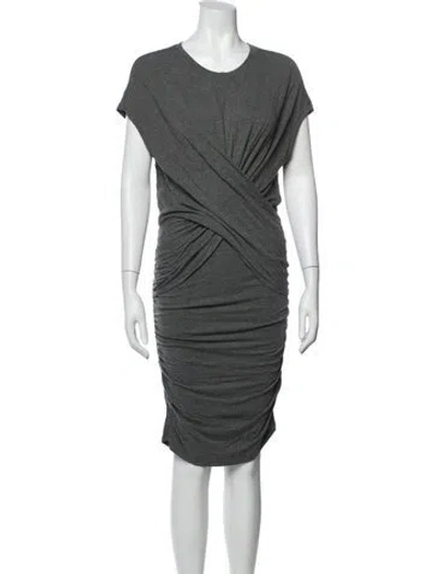 Pre-owned Frame Crew Neck Knee-length Dress In Grey