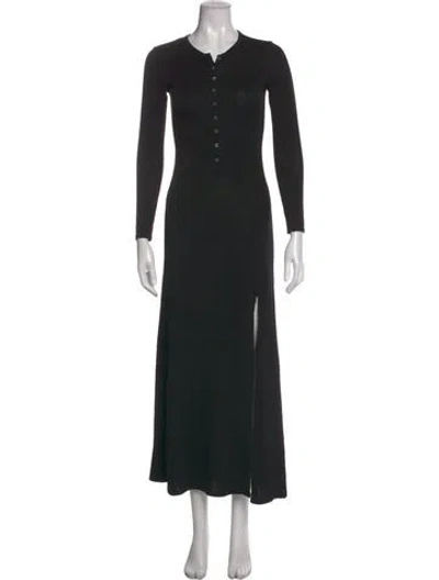 Pre-owned Frame Crew Neck Long Dress In Black