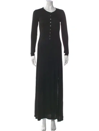 Pre-owned Frame Crew Neck Long Dress In Black