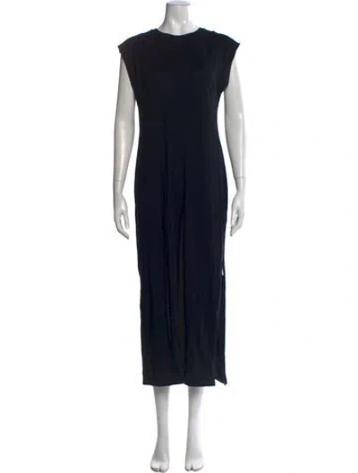 Pre-owned Frame Crew Neck Long Dress In Black