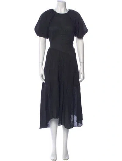 Pre-owned Frame Crew Neck Long Dress In Blue