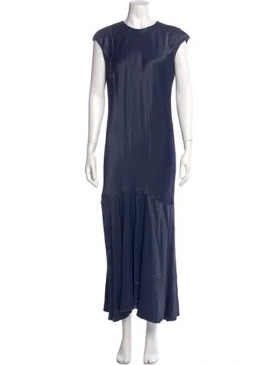 Pre-owned Frame Crew Neck Long Dress In Blue