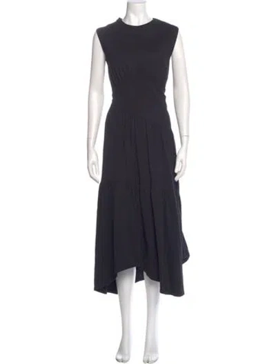 Pre-owned Frame Crew Neck Long Dress In Blue