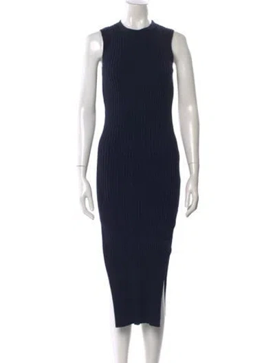 Pre-owned Frame Crew Neck Long Dress In Blue