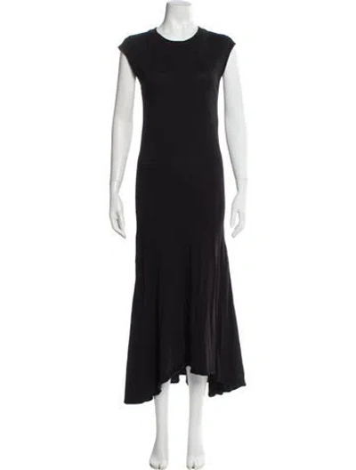 Pre-owned Frame Crew Neck Long Dress In Blue