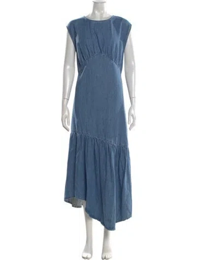 Pre-owned Frame Crew Neck Long Dress In Blue