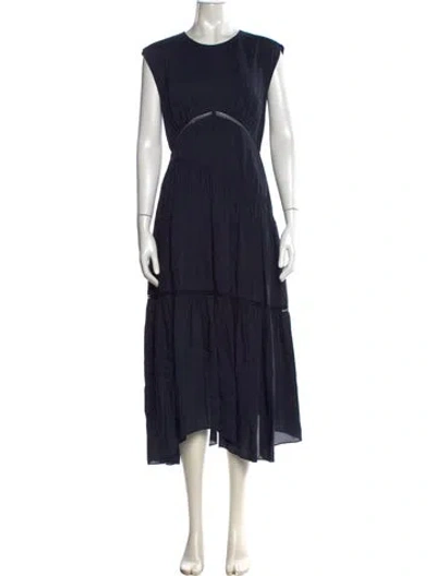 Pre-owned Frame Crew Neck Long Dress In Blue
