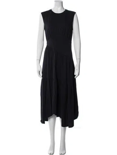 Pre-owned Frame Crew Neck Long Dress In Blue
