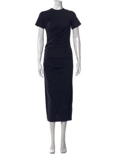 Pre-owned Frame Crew Neck Long Dress In Blue