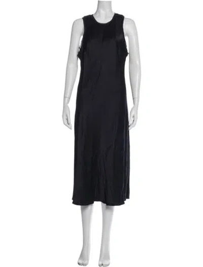 Pre-owned Frame Crew Neck Long Dress In Blue