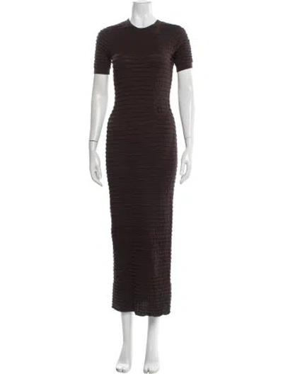 Pre-owned Frame Crew Neck Long Dress In Brown