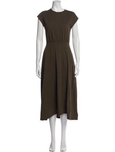 Pre-owned Frame Crew Neck Long Dress In Brown