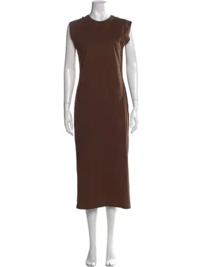Pre-owned Frame Crew Neck Long Dress In Brown