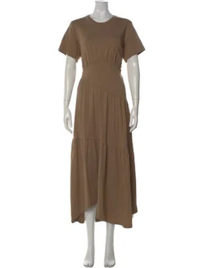 Pre-owned Frame Crew Neck Long Dress In Brown