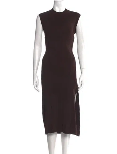 Pre-owned Frame Crew Neck Long Dress In Brown