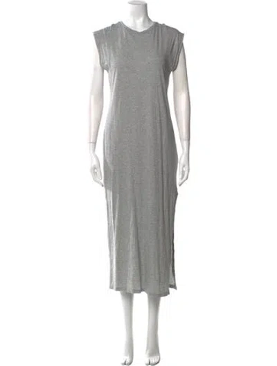 Pre-owned Frame Crew Neck Long Dress In Gray