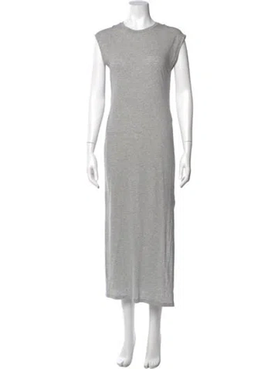 Pre-owned Frame Crew Neck Long Dress In Gray