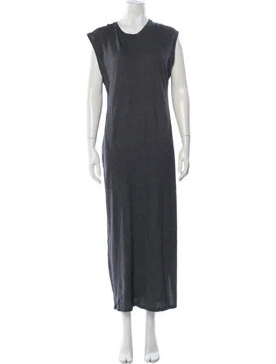 Pre-owned Frame Crew Neck Long Dress In Gray