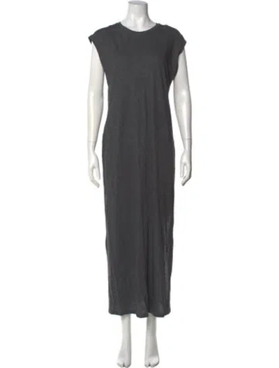 Pre-owned Frame Crew Neck Long Dress In Gray