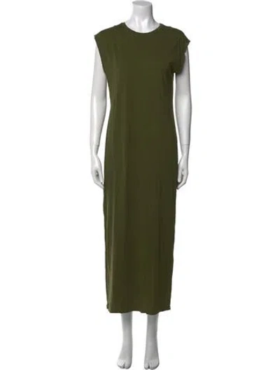 Pre-owned Frame Crew Neck Long Dress In Green