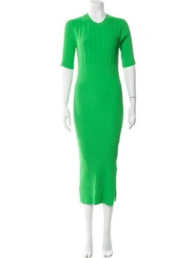 Pre-owned Frame Crew Neck Long Dress In Green