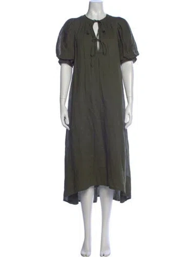 Pre-owned Frame Crew Neck Long Dress In Green