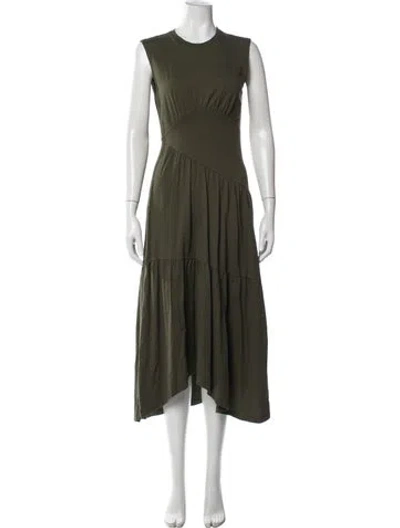 Pre-owned Frame Crew Neck Long Dress In Green