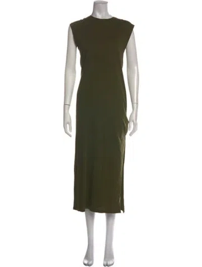 Pre-owned Frame Crew Neck Long Dress In Green
