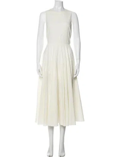 Pre-owned Frame Crew Neck Long Dress In Neutral