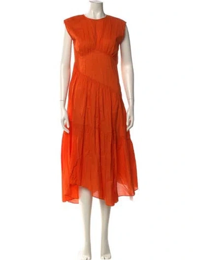 Pre-owned Frame Crew Neck Long Dress In Orange