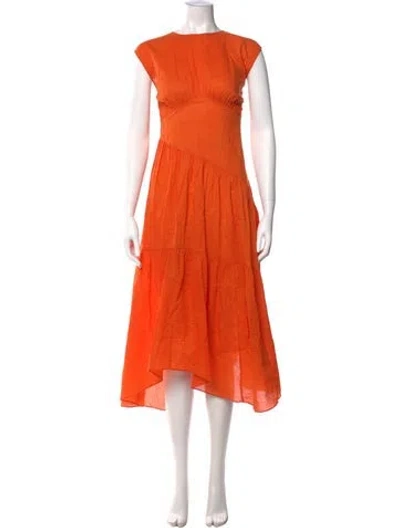 Pre-owned Frame Crew Neck Long Dress In Orange