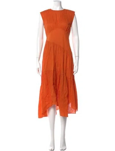 Pre-owned Frame Crew Neck Long Dress In Orange