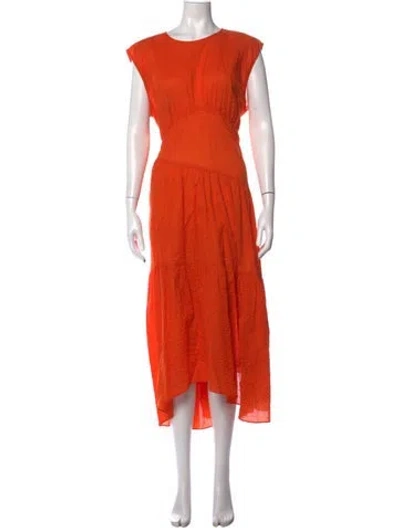 Pre-owned Frame Crew Neck Long Dress In Orange