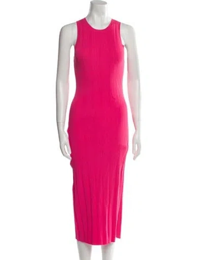 Pre-owned Frame Crew Neck Long Dress In Pink