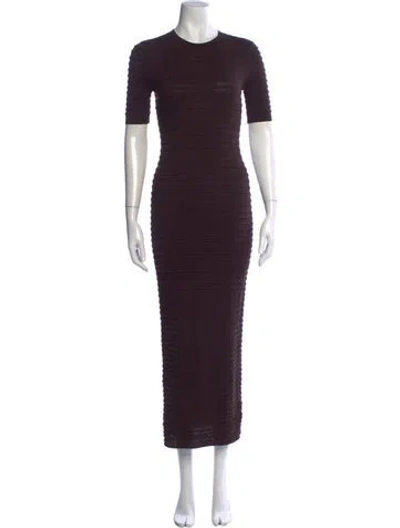 Pre-owned Frame Crew Neck Long Dress In Purple