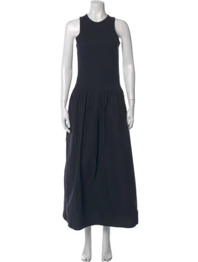 Pre-owned Frame Crew Neck Long Dress W/ Tags In Blue