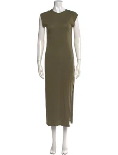 Pre-owned Frame Crew Neck Long Dress W/ Tags In Green