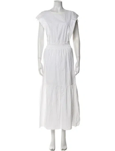 Pre-owned Frame Crew Neck Long Dress In White