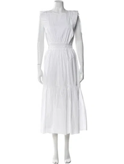 Pre-owned Frame Crew Neck Long Dress In White