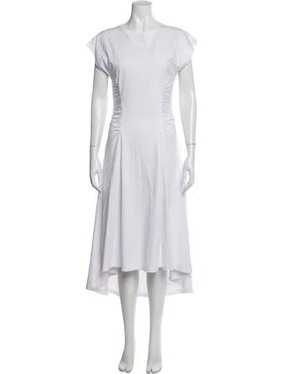 Pre-owned Frame Crew Neck Long Dress In White
