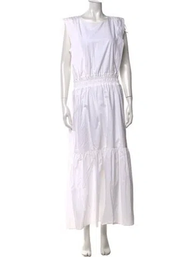 Pre-owned Frame Crew Neck Long Dress In White