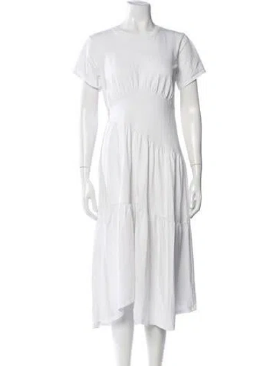 Pre-owned Frame Crew Neck Long Dress In White