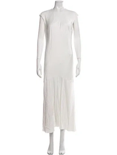Pre-owned Frame Crew Neck Long Dress In White