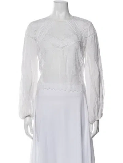 Pre-owned Frame Crew Neck Long Sleeve Blouse In Neutral