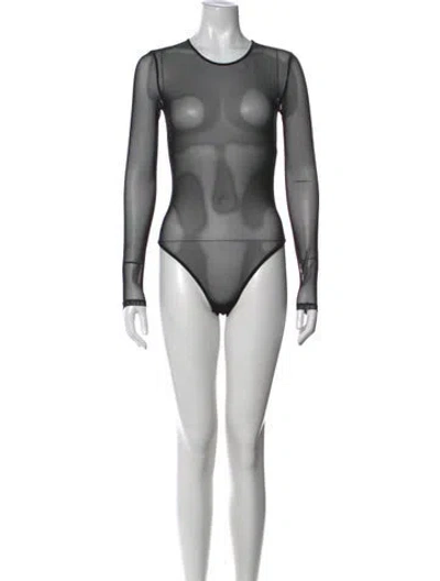 Pre-owned Frame Crew Neck Long Sleeve Bodysuit In White