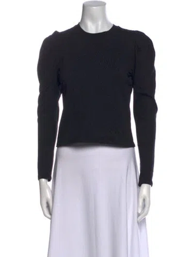 Pre-owned Frame Crew Neck Long Sleeve Crop Top In Blue