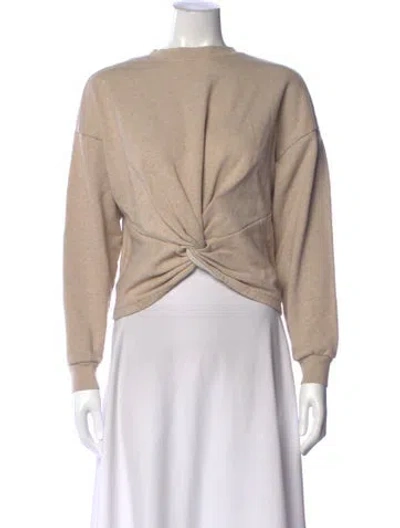 Pre-owned Frame Crew Neck Long Sleeve Crop Top In Neutral