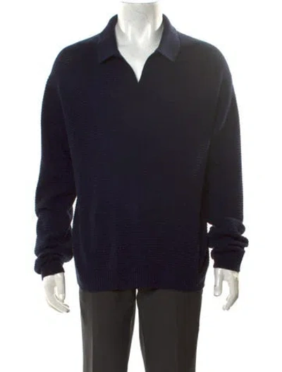 Pre-owned Frame Crew Neck Long Sleeve Polo Sweater In Black